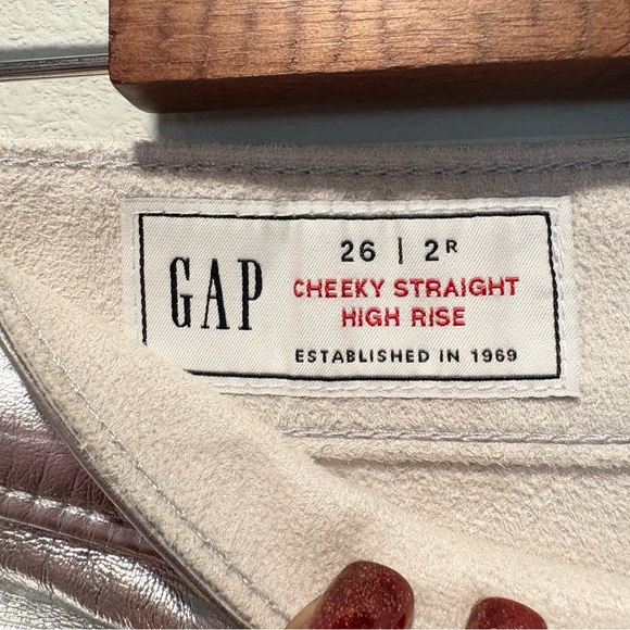 GAP Silver Jeans Cheeky Straight High Rise Faux Leather Coated Size 26/2 - Picture 7 of 12
